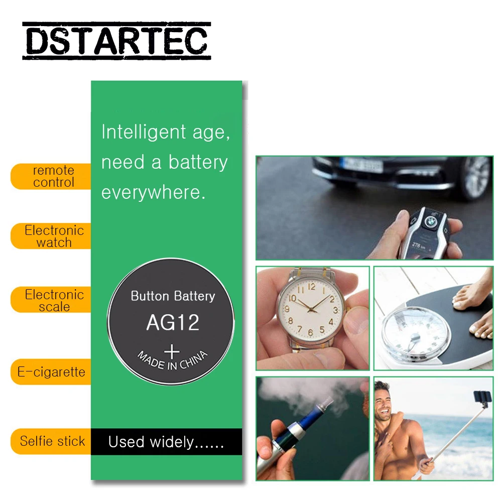 10 шт./карта 30 мАч 1,55 в AG12 LR43 SR43 260 386 LR1142 V12GA AG 12 кнопочные батареи для часов игрушки дистанционного управления и т. Д