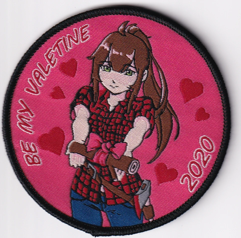 

Custom display of woven label patch: BE MY VALETINE 2020
