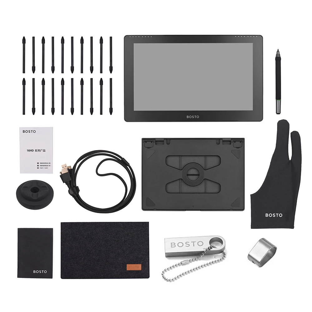 BT-16HDK Portable 15.6 Inch H-IPS LCD Graphics Drawing Tablet Display 8192 Pressure Level Passive Technology Low Consumption Drawing Tablet with Interactive Stylus Pen Drawing Tablet