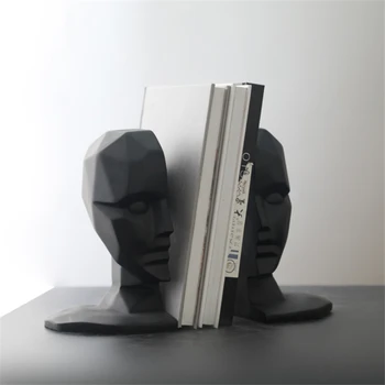 

2pcs Elegant European Study Office Book Holder Magazine Organizer Decorations Crafts Human Face Brain Bookends Table Storage