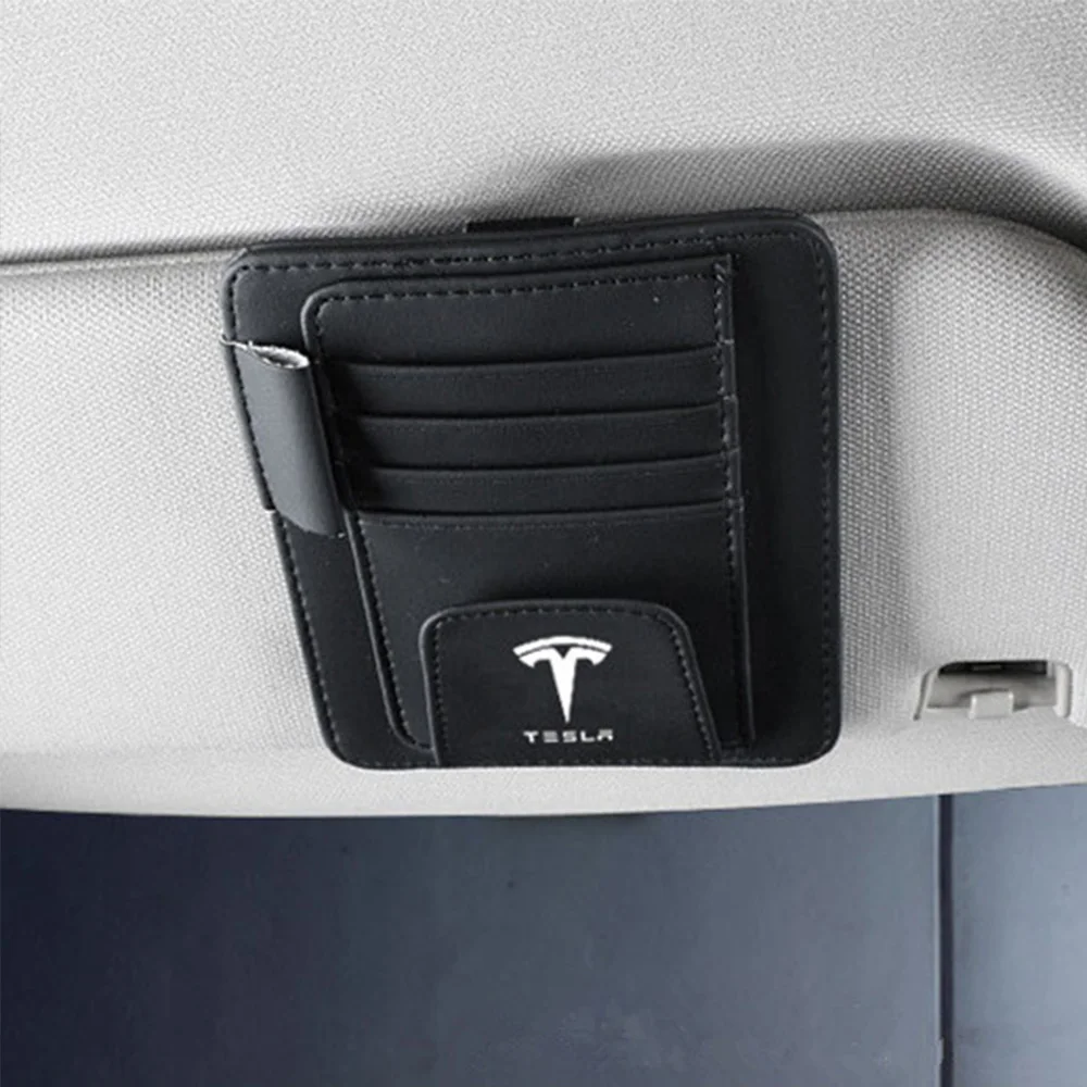 Ceny Dla Tesla Model 3 Model S X samochodów pojazd osłona przeciwsłoneczna okulary okulary okulary uchwyt klip karty kredytowe pakiet ID ID torba do przechowywania