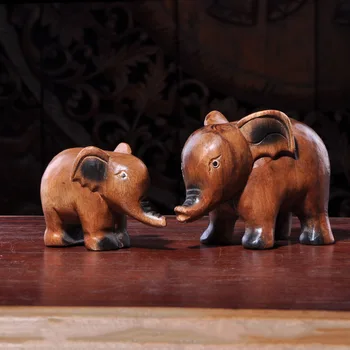 

Thailand into the Decoration Mouth Home Office Money Drawing Wooden Ornaments Handmade Wood Carving Elephant Ornaments