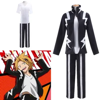 

Anime My Hero Academia Mha Kaminari Denki Uniform Cosplay Costume Halloween Costumes Jacket + pants + short sleeves