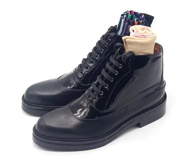 

New fashion winter lace up ankle boots men oxfords men shoes classics black handmade genuine leather men's boots