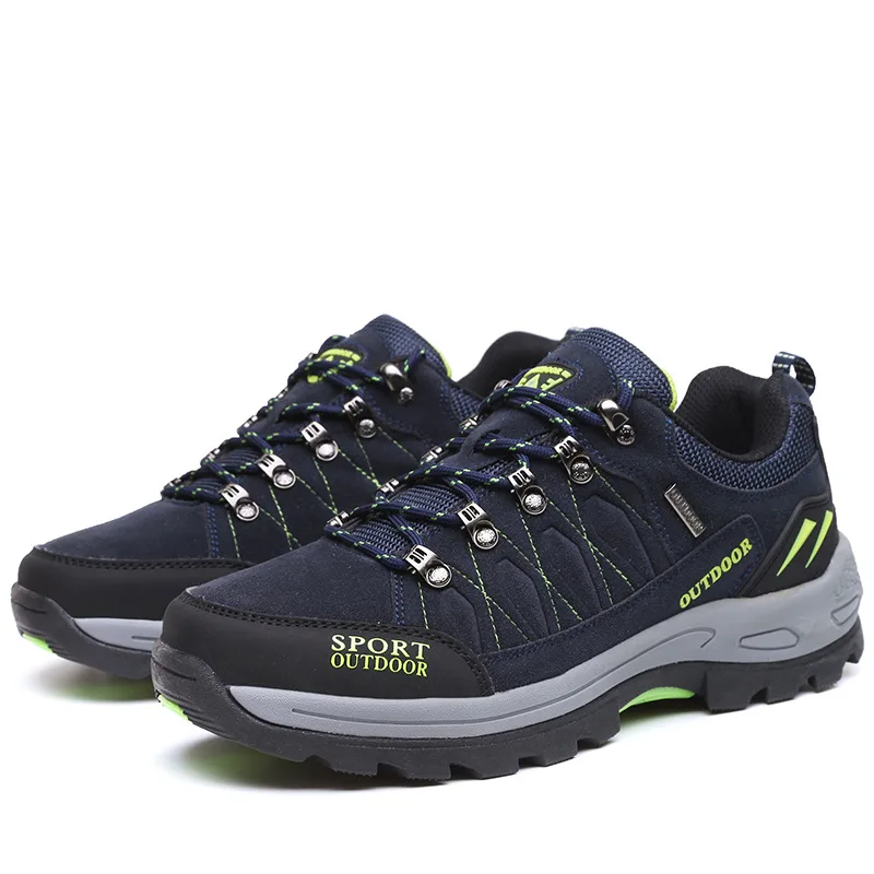 Navy blue Пара походных туфель; Мужская и женская обувь на шнуровке для занятий спортом на открытом воздухе; обувь для бега и альпинизма; Водонепроницаемая Нескользящая прогулочная обувь - Цвет: Navy blue