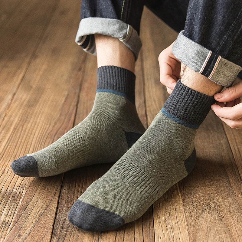 5 Pairs Pack Men Sports Socks Comfortable Pure Cotton Knee-High Socks Athletic Fitness Walking Yoga Sock Adult Male Cotton