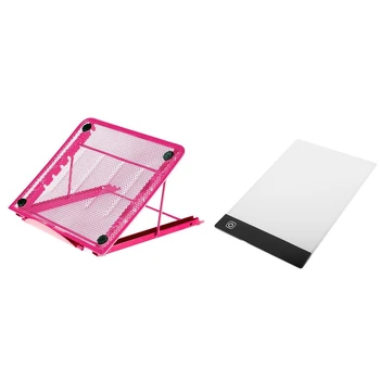 

A4 Led Diamond Painting Light Pad Holder 5D Diy Diamond Painting Accessories Metal Tools-Red & Three Level Dimmable Led Light Pa