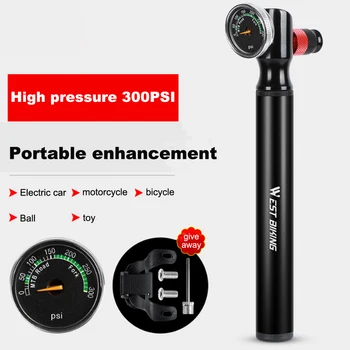 

WEST BIKING Inflated Pump Bike High Pressure 300PSI Aluminum Bicycle Air Pump Presta Schrader Valve Bike Tire Pump With Hose