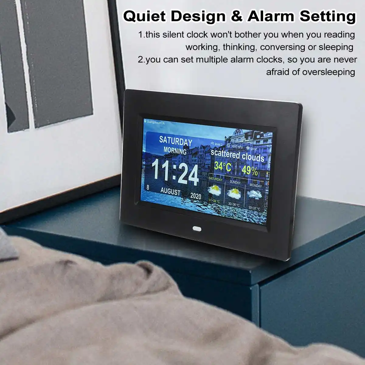 US $42.74 7101 Inch Touch Screen Digital Photo Frame HD LED Backlight Full Function Picture Video Electronic Album Calendar Date Alarm