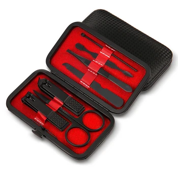 

7pcs Multifunction Nail Clippers Set Portable Travel Stainless Steel Black Pedicure Scissor Tweezer Manicure Set Kit Nail Tools