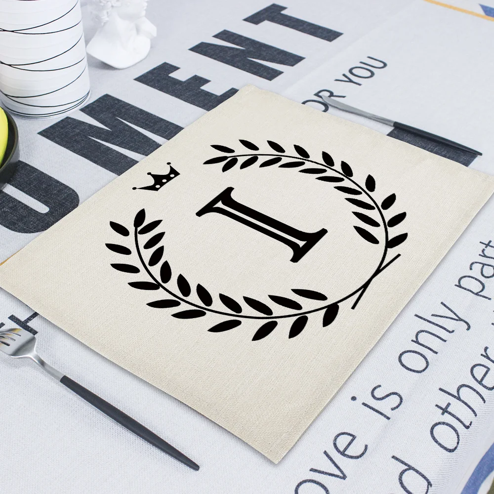 42*32cm Geometric Letter Placemats Wedding Napkin Drink Coaster Linen Mat Table Mat Kitchen Home Supplies Placemat Pads for Cups
