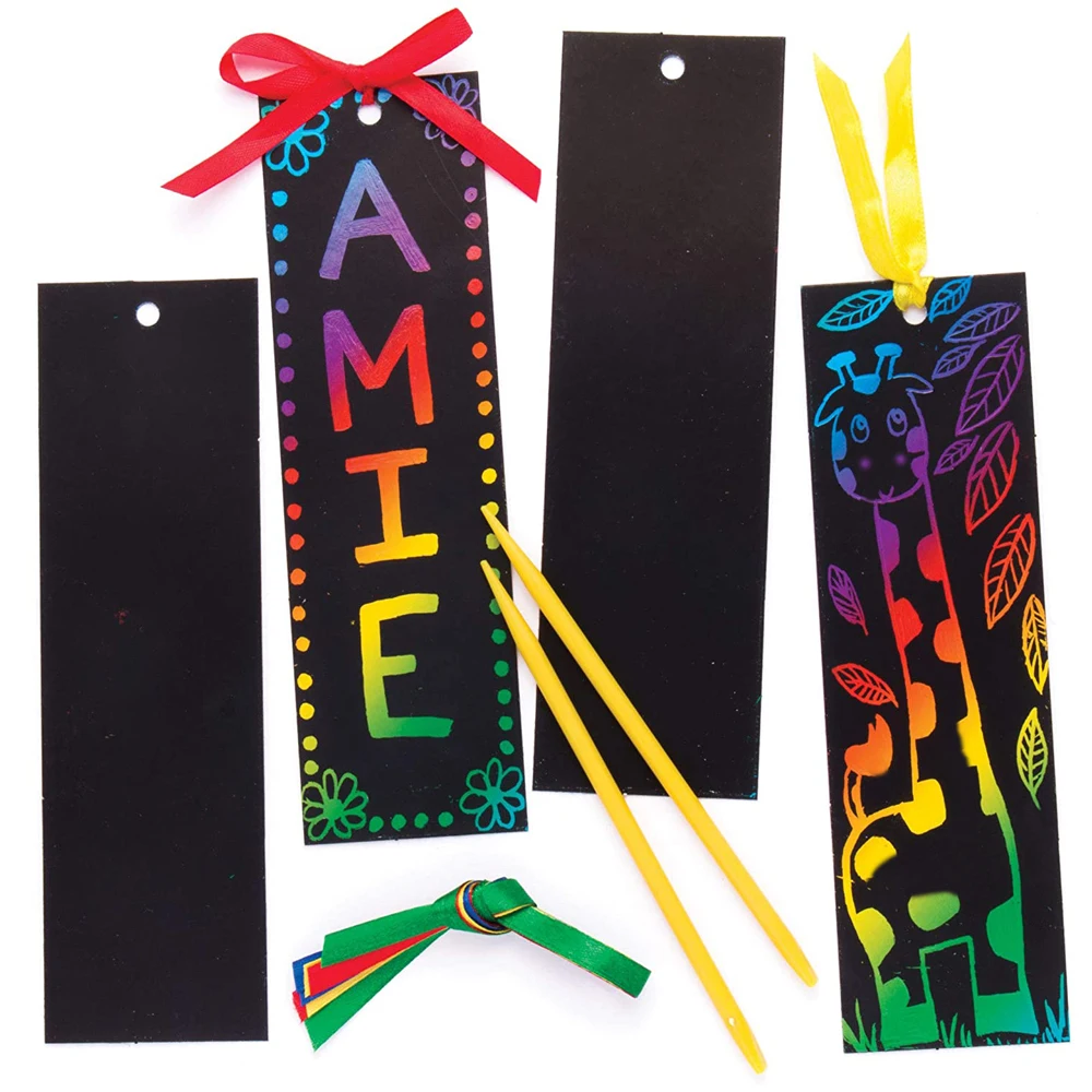 12pcs Diy Scratch Paper Art Bookmarks: Magic Rainbow Diy Bookmark