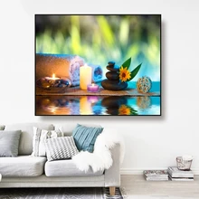 Canvas Painting Bath towels & Bath salt stacked stones candle Art Poster Picture Wall Decor Modern Home Decoration For Bathroom Canvas Painting Bath towels & Bath salt stacked stones candle Art Poster Picture Wall Decor Modern Home Decoration For Bathroom