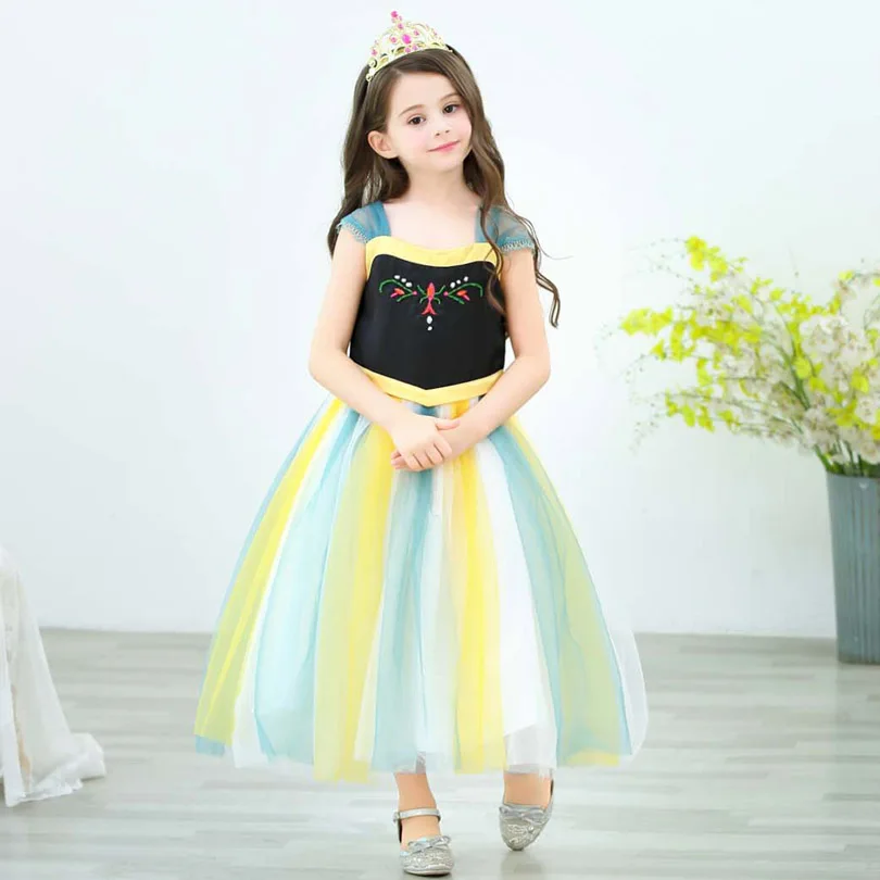 

Frozen Anna Fancy Cute Girls Princess Dress Up Birthday Costume Girls Queen Children Cosplay Anna Elsa Dresses for Christmas