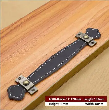 1PCS Leather Handle Bag Handle Drawer Door Knob Brown Black Furniture Handle Hardware Decoration Zinc Alloy Cabinet Dresser MBS0010-3