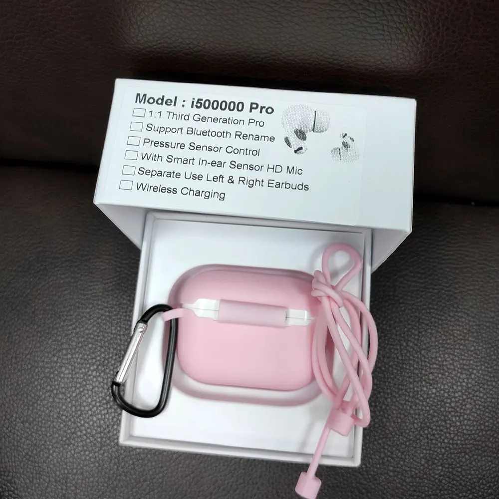 Pink case 1:1 Air 3 Датчик давления беспроводные наушники i500000 Pro Tws Bluetooth наушники H1 чип Pk i100000 i200000 tws - Цвет: Pink case