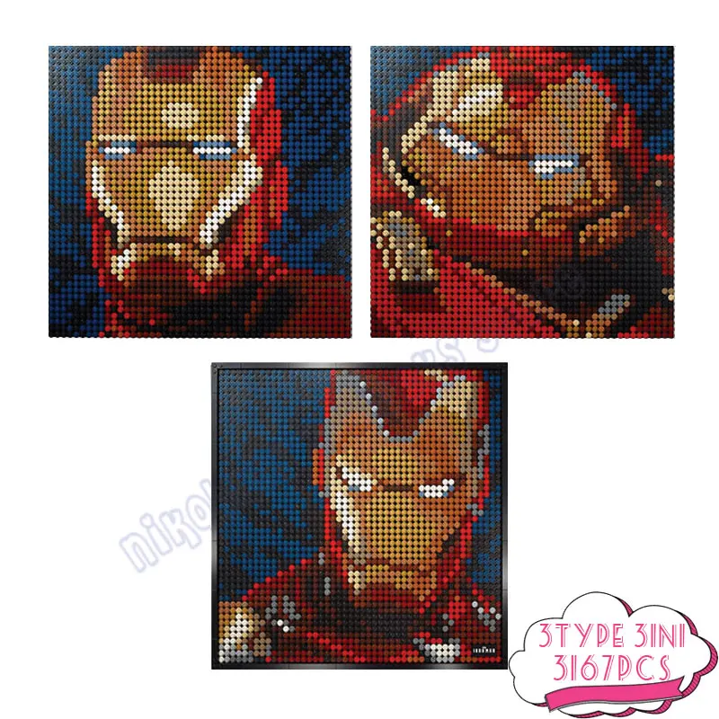 3167 шт. 3 в 1 Hero 4 типа пиксель искусство мозаика живопись MOC наборы сделай сам