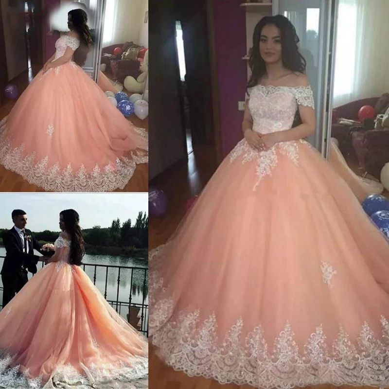 

Lace Quinceanera Dresses Ball Gown Off Shoulder Tulle Prom Debutante Sixteen 15 Sweet 16 Dress