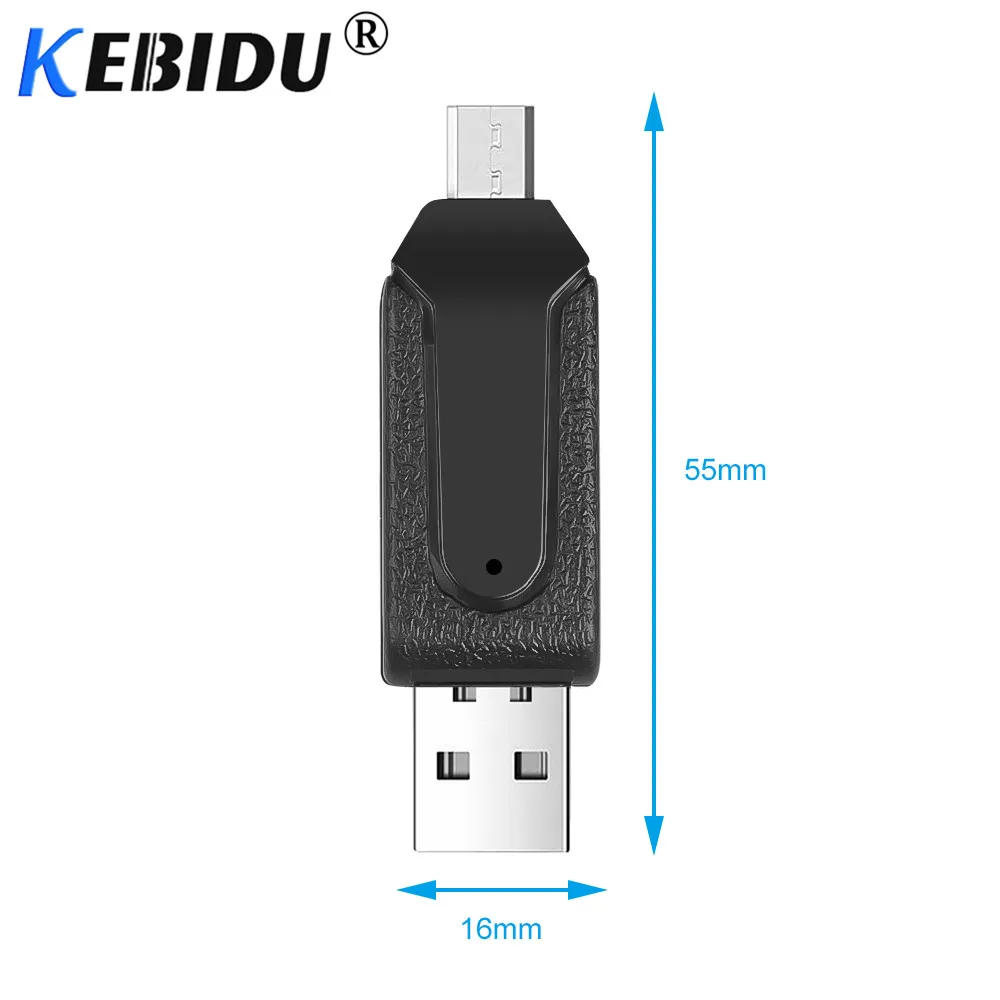 Kebidu 2 в 1 USB OTG кардридер Универсальный Micro USB OTG TF/SD кардридер телефон удлинитель-переходник Micro USB OTG адаптер