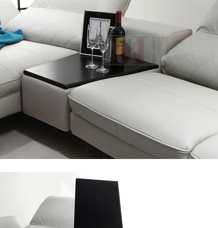 cow real leather sofa sectional living room sofa corner home furniture couch L shape functional backrest and stainless steel leg