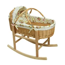 

Rattan Cradle Wooden Newborn Baby Crib Bed Mosquito Baby Sleeping Basket Portable Trolley Baby Cot Bed Nursery Baby Bassinet