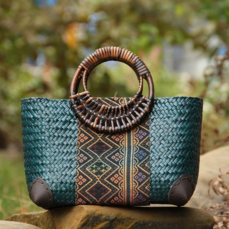 Thailand Handmade Rattan Bag New Style Straw Bag Woven Female Bag
