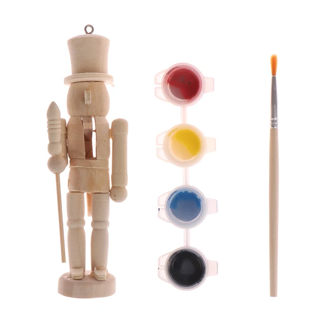 Boe Narodzenie  1Pc 12cm Nutcracker Puppet Christmas Decor DIY Wood Embryo Nutcracker Soldier 6