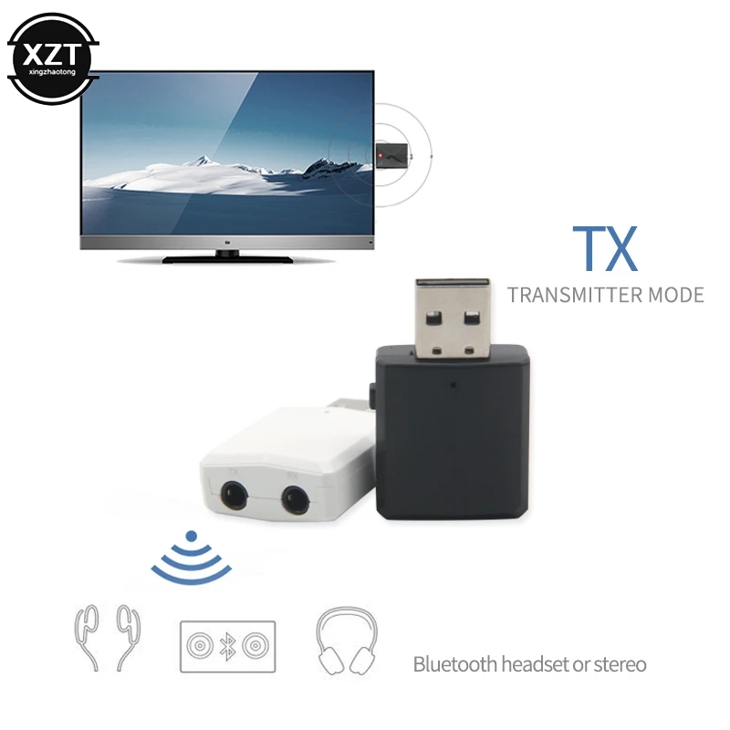 USB Bluetooth 5.0 Transmitter Receiver 3 in 1 EDR Adapter Dongle 3.5mm AUX for Car HIFI Audio TV PC Headphones Home Stereo