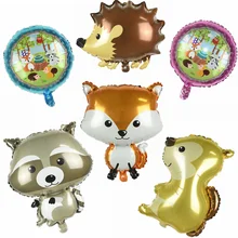 Джунгли воздушные шарики в виде животных милый Ежик лисы енота образные шарики из фольги для детей для дня рождения сафари воздушные шары украшения 7
