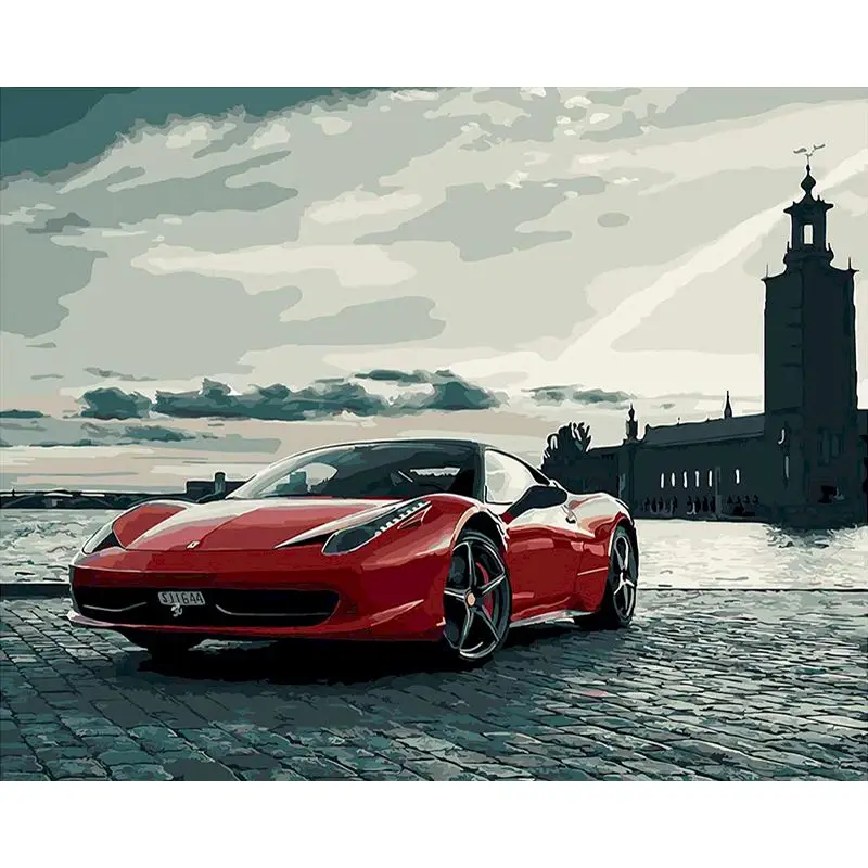 

RUOPOTY Ferrari sports car Diy Painting By Numbers Modern Home Wall Art Picture Coloring By Numbers For Home Decors art