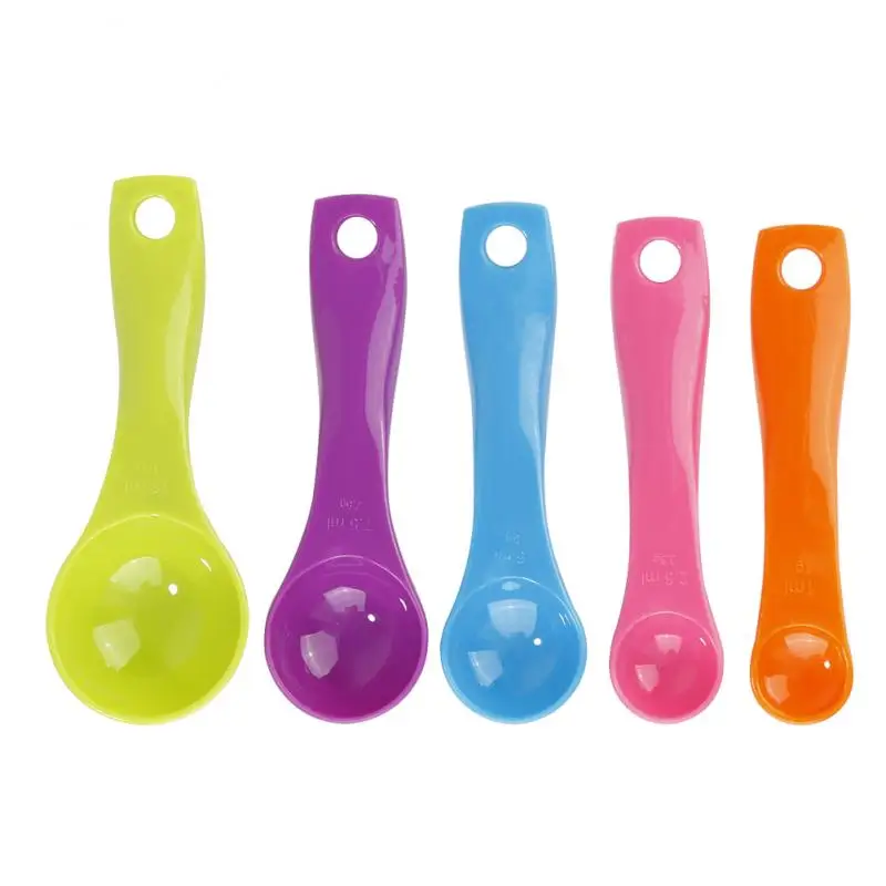 

5PCS/Set Plastic Measuring Spoons Kitchen Gadgets Colorful 2 Scale (1/2.5/5/7.5/15) g/ml Coffee Spoon Baking Tools