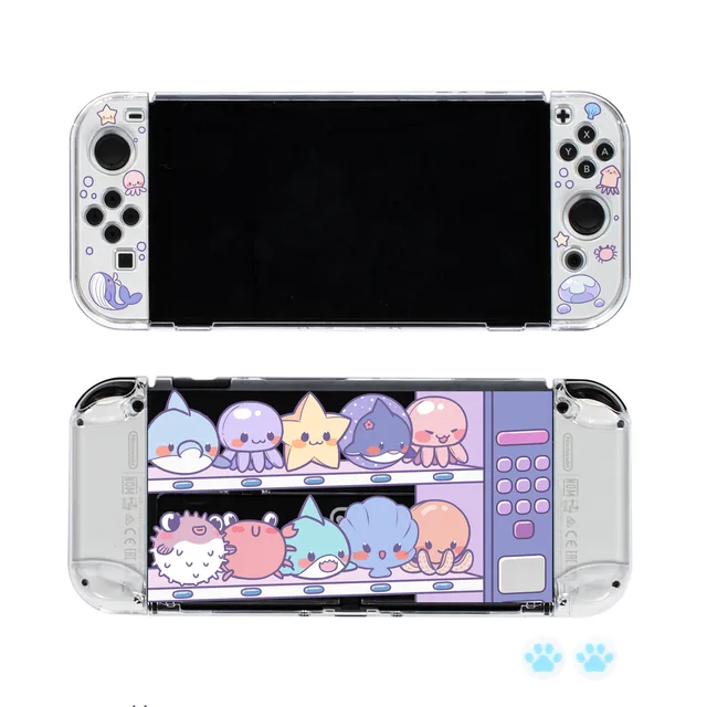 For Nintendo Switch OLED Cute Cartoon Anime Case Joy Con Controller Shell Kawaii Pink Soft Silicone Protective Cover Accessories D