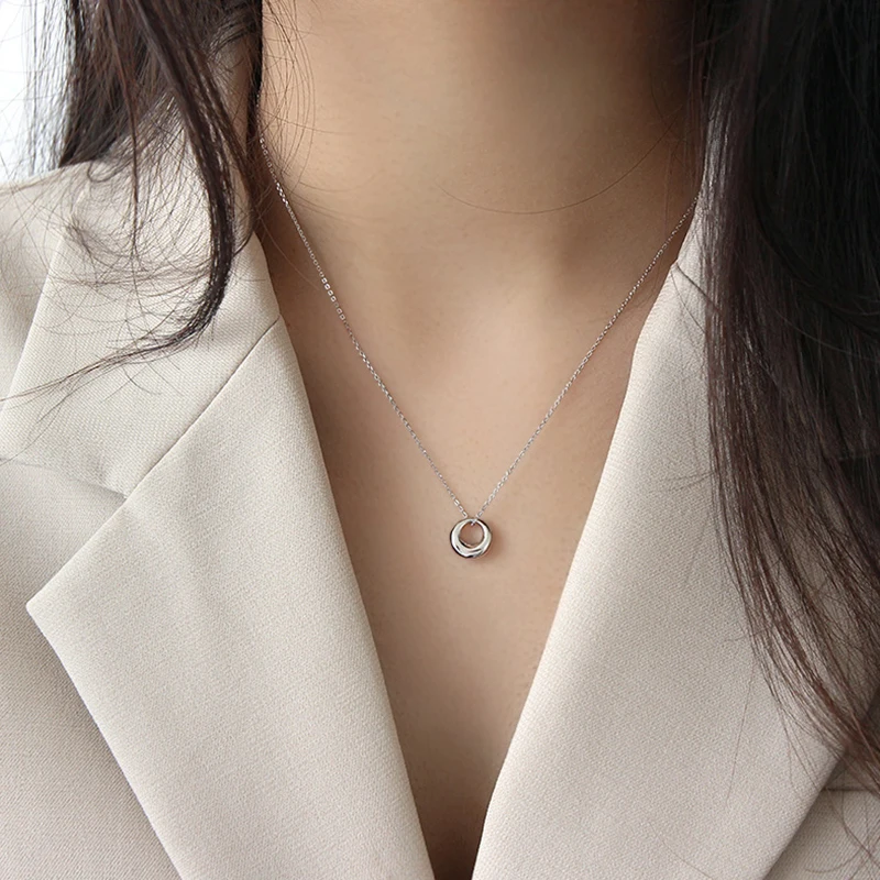 Peri'sbox 925 Серебряный, с гравировкой Золотое круглое ожерелье короткий обруч Шарм ожерелье s геометрический круг изысканное ожерелье для женщин