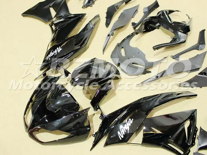 Литья под давлением ABS обтекатель комплект подходит для Kawasaki ZX6R 2009 2010 2011 2012 Обтекатели ZX-6R 09, 10, 11, 12, ниндзя 636 черного цвета