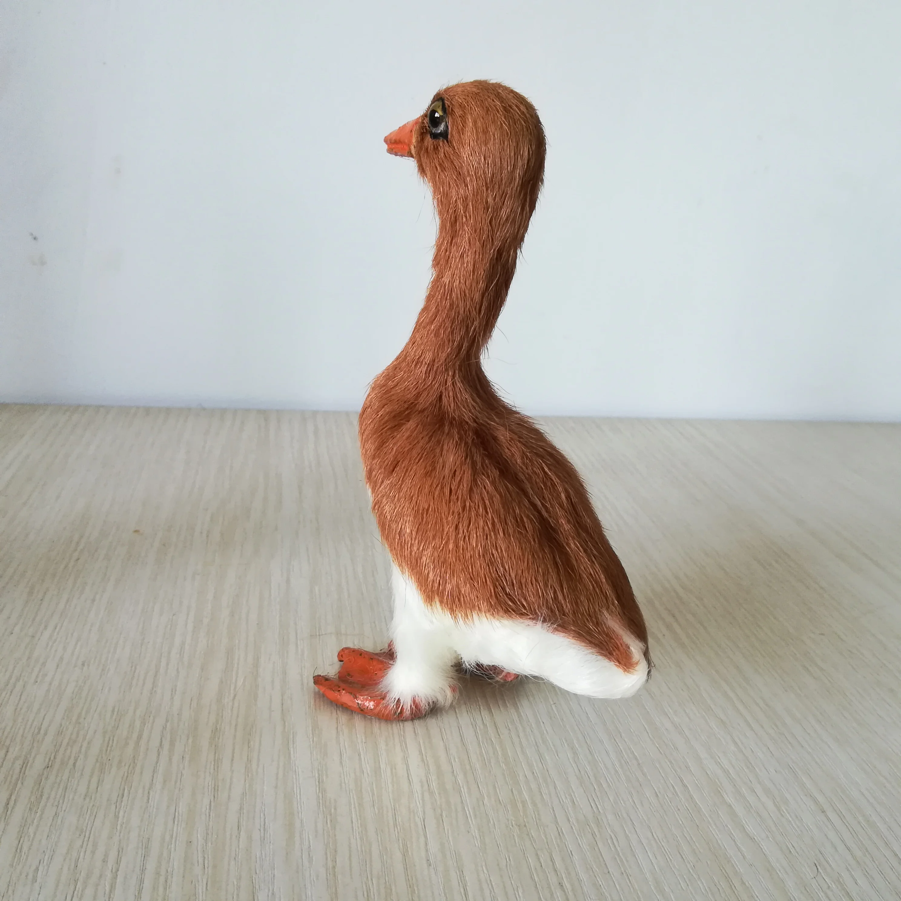 Настоящая игрушка дикая утка, жесткая модель 13x12 см, полиэтилен и меха, коричневая утка, украшение для дома, Рождественский подарок b1066