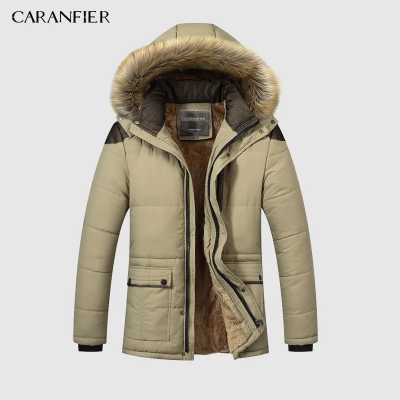 CARANFIER 2019 новые зимние куртки парка Мужская зимняя теплая верхняя одежда