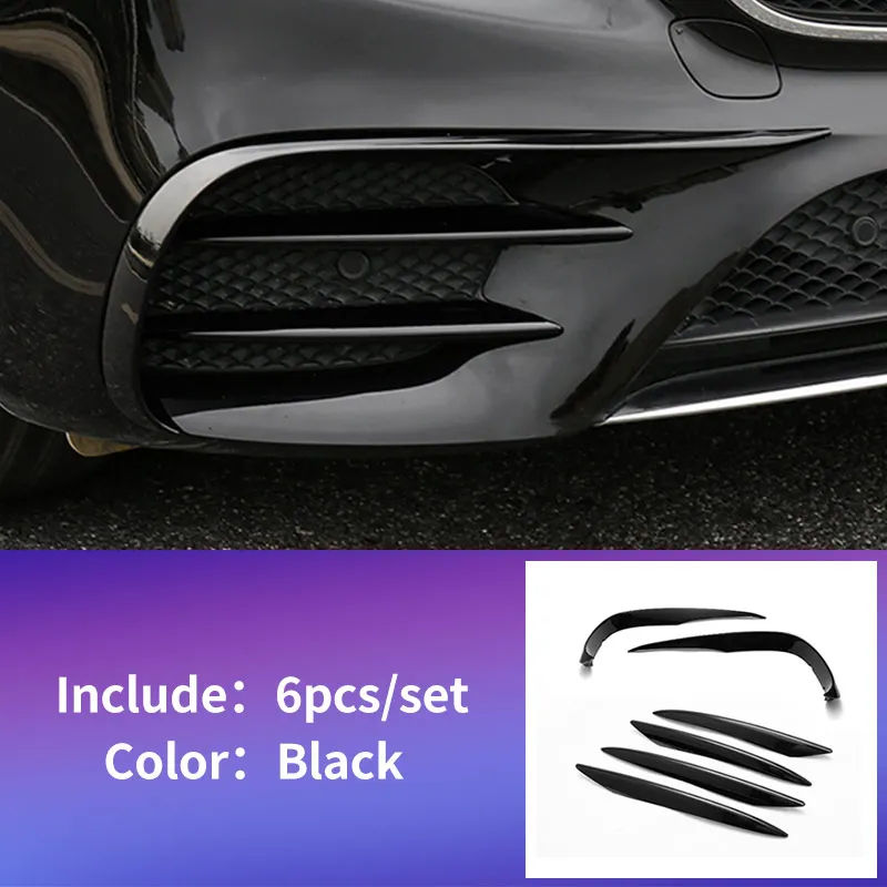 Для- Mercedes E W213 amg Mercedes benz E W213 E43 E63 передний противотуманный светильник аксессуары для отделки бровей - Название цвета: A  black 6pcs