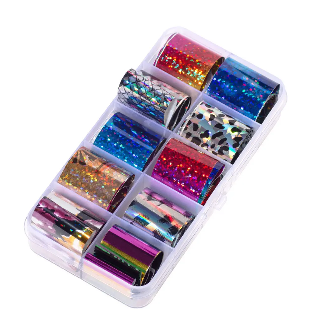 1 Box Starry Sky Nail Foil Sticker Candy Color Nail Shimmer Transfer Sticker Manicure Decorations Holographic Nail Paper Decals - Цвет: NO.12