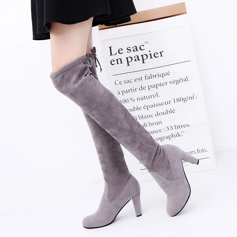 Women Faux Suede Thigh High Boots Sexy Over The Knee High Fashion Winter