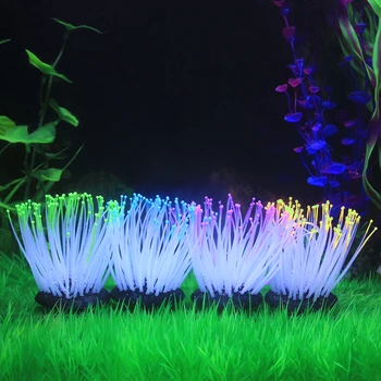 

New Simulation Luminous Sea Anemone fish tank Aquarium Plant Decoration Silicone Sea Anemone with Glowing Effect Ornament Decora