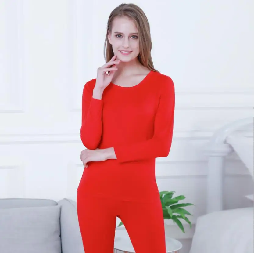 Мужское зимнее термобелье с круглым вырезом Ropa Termica Mujer, теплые кальсоны с длинным рукавом для женщин Termica, термо одежда Heattech - Цвет: winter underwear