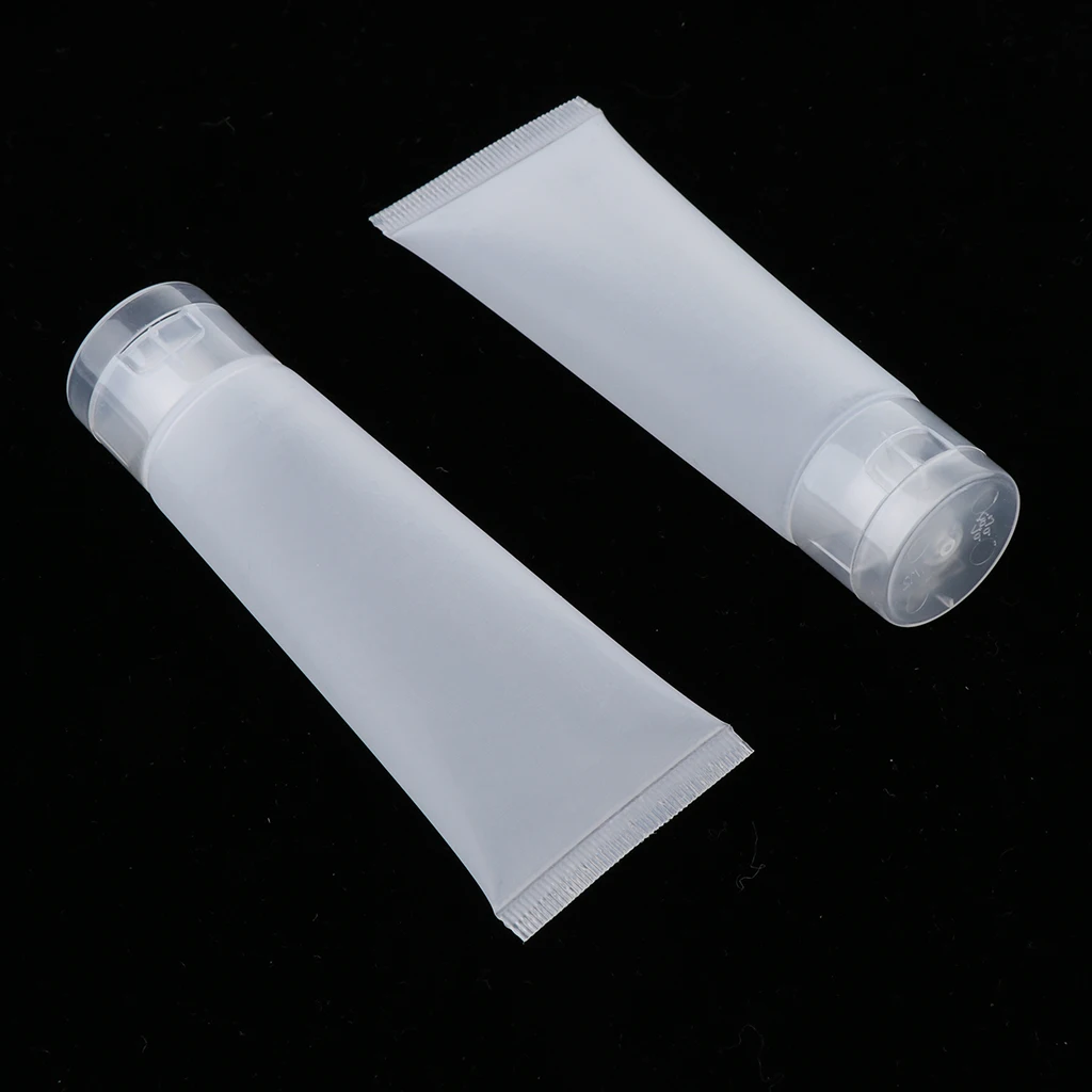 200Pcs Clear 50ml Empty Cosmetic Tubes Squeeze Flip Cap for Shampoo Makeup