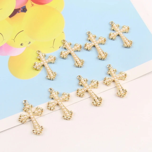 40pcs Simple Style Beads Cross Pendants Charms for DIY Making