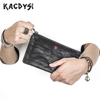 

Real Leather Designer Slim Mens Clutch Bag Zipper High Capacity Luxury Man Organizer Wallet Fashion Purse Day Clutches Wristlets