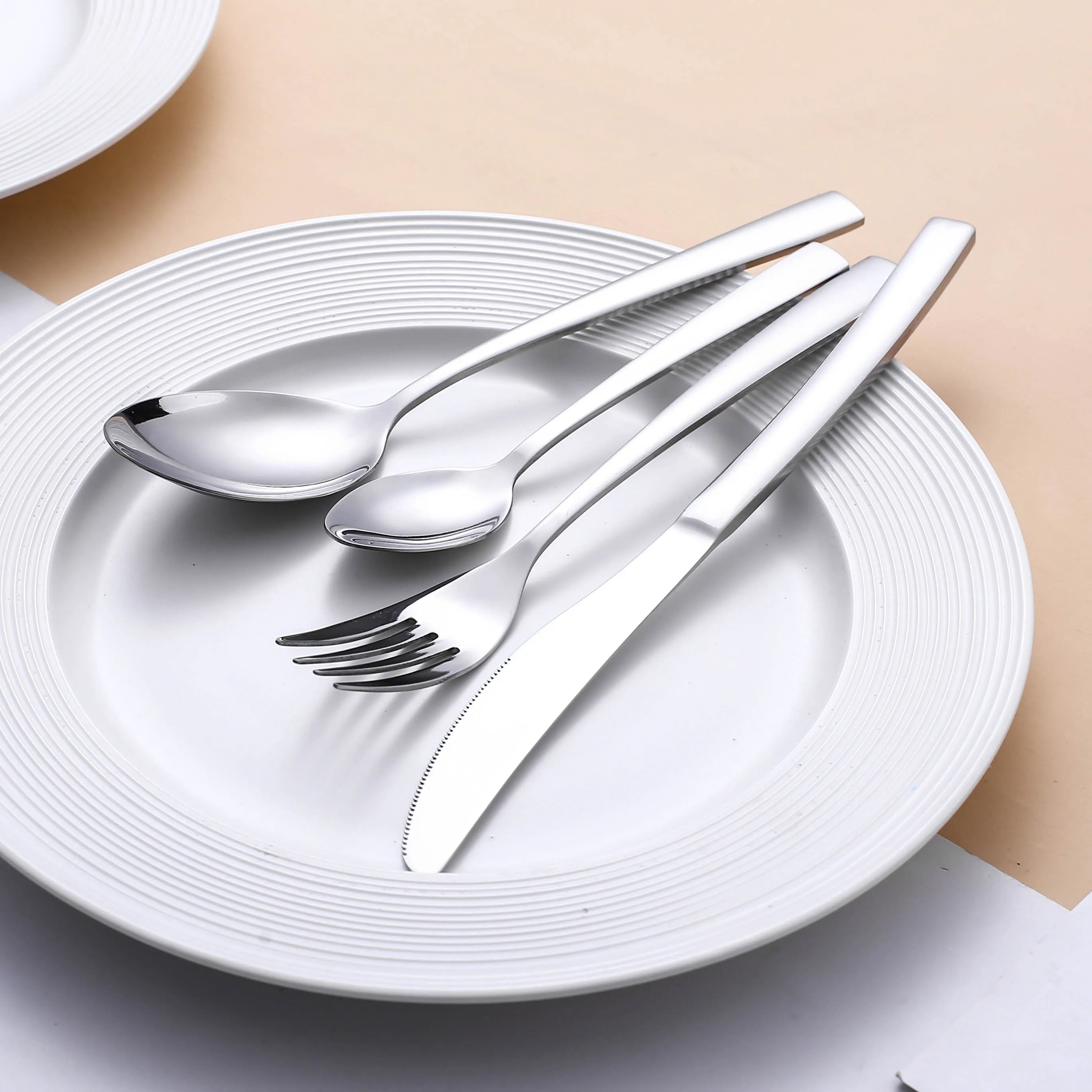 16 шт. набор серебряных столовых приборов с зеркальной полировкой из нержавеющей