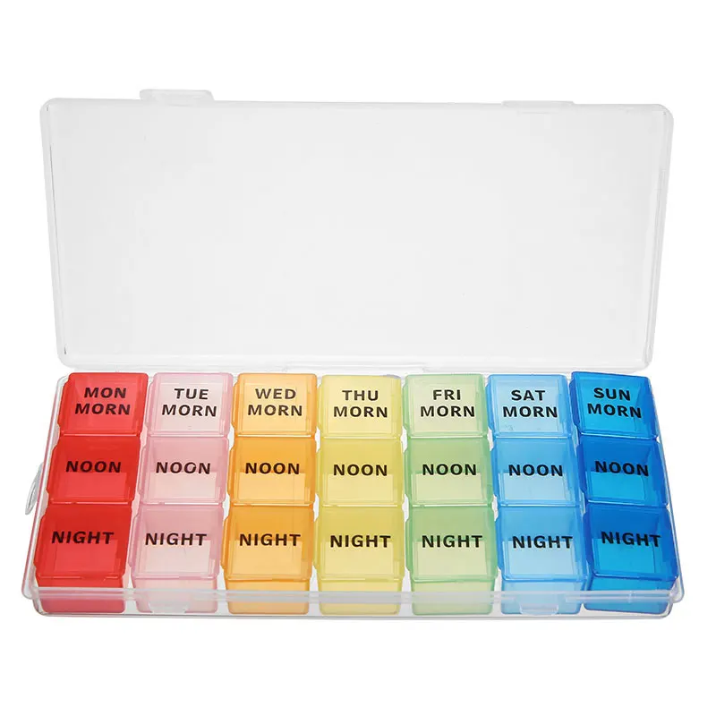 Weekly Pill Box Organizer For 7 Day Morning Noon Night Medicine Box Dispenser Splitter Pill Container 3