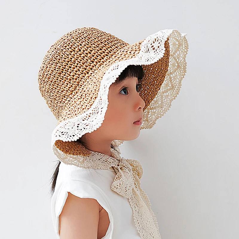 Детская соломенная шляпа WeMe пляжная от солнца детская кружевная | Аксессуары для