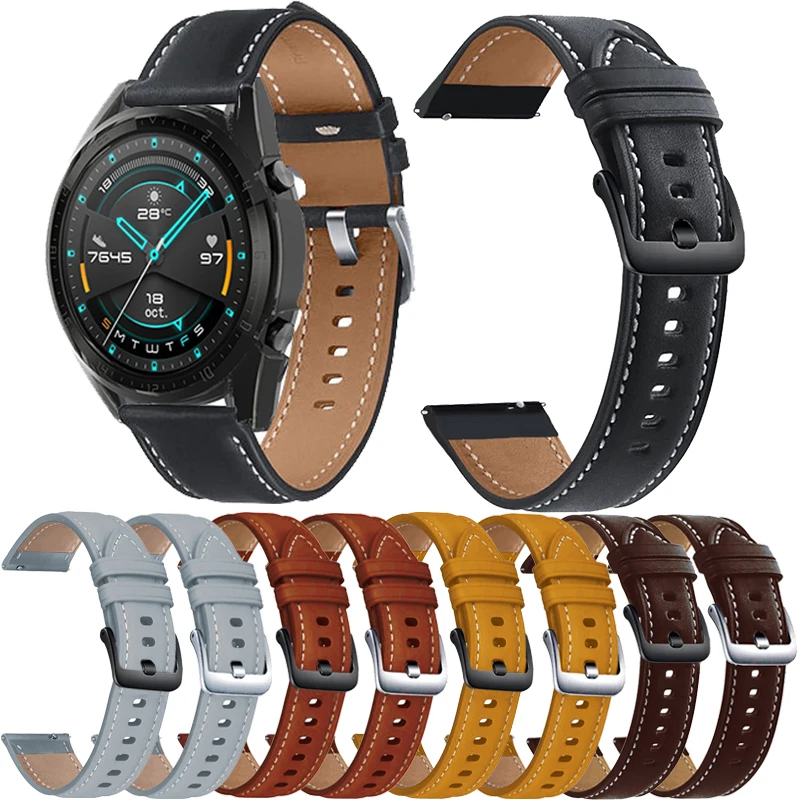 

22 мм ремешок для часов из натуральной кожи для Huawei watch GT 42 мм/46 мм Active GT 2e honor magic Watch 2 браслет