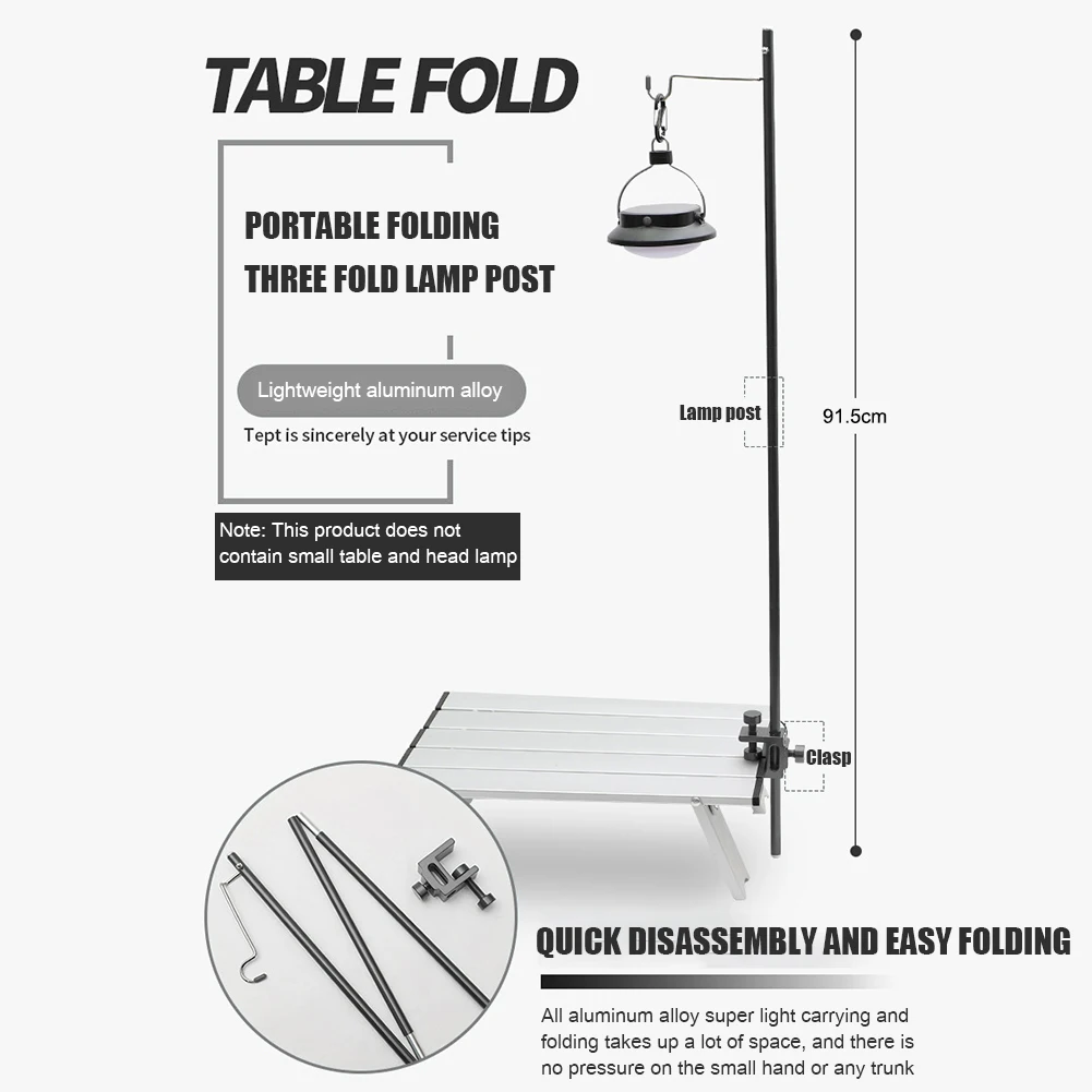 Portable Folding Lamp Pole, Lightweight Collapsible Aluminum