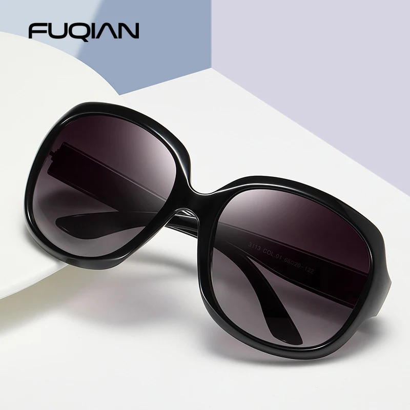 FUQIAN marque Design élégant polarisé surdimensionné rond lunettes de soleil femmes Simple mode grand plastique dames lunettes de soleil UV400 1 FUQIAN marque Design élégant polarisé surdimensionné rond lunettes de soleil femmes Simple mode grand plastique dames lunettes de soleil UV400 1